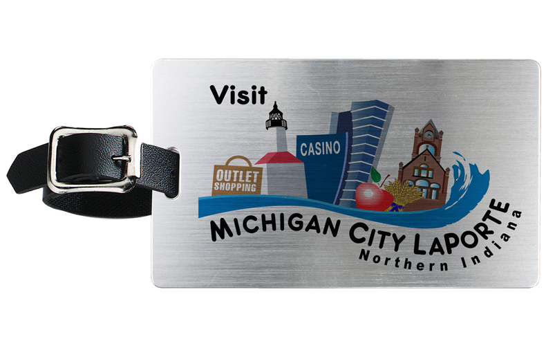 Brushed Aluminum Kwik Seal&reg; Backing Luggage Bag Tag (PhotoImage 4 Color) 